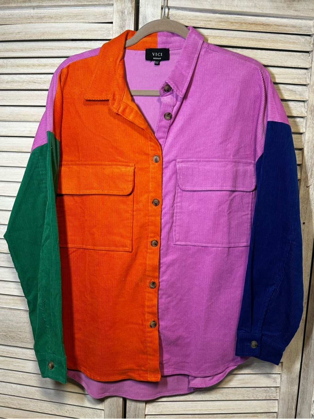 Vici Colorblock Corduroy Shacket